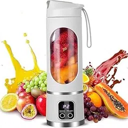 Portable blender,USB-C rechargeable,Personal compact travel juicer cup15OZ for Shakes, Smoothies,Fresh juice,Self-cleaning,Leakproof lid, Smart time display,12 blades,with strong blending White-picture-34