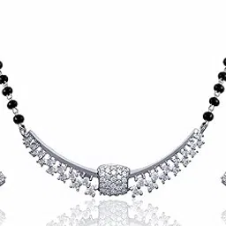 clara 925 Sterling Silver Mangalsutra Tanmaniya Pendant Earring Jewellery Set with Chain Gift for Women and Girls-picture-57