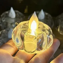 Ami Shri 2 Pcs LED Unscented Tea Light Candles | Flameless & Smokeless | Decorative Acrylic Design | Home Décor, Decoration (Amless led tealight Candle)-image-2