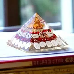 Krashnavi Agate Dhan Laxmi Orgonite Pyramid 90mm with Shree Yantra Rudraksha Gomati Chakra Cowrie | Vastu Healing Pyramid for Wealth Prosperity Good Luck Energy Balance Home Office Decor (1 Pc)-picture-32