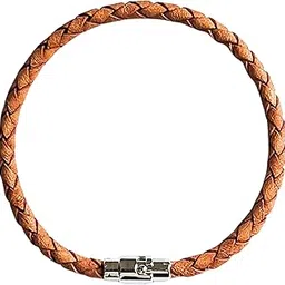 snygg Men's Genuine Tan Leather Braided Handmade Bracelet/Wristband with Magnetic Clasp | Fashion Bracelet for Men | Gift for Boyfriend, Brother, Husband-picture-38