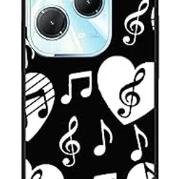 NDCOM for INFINIX HOT 40 Back Cover | 40 PRO Back Cover Heart and Music Symbol Printed Metal Case-picture-25