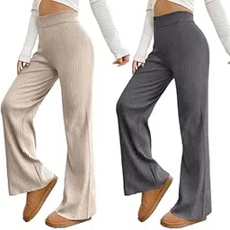 pinkmint Combo Trouser for Women l Stylish Poly Lycra Trouser l Combo High Waisted Fancy Pant l Summer Wear (Pack of 2)-picture-48