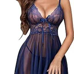 ssoshhub Women Lingerie Set Lace Teddy Hot Strap Babydoll Lingerie Honeymoon Bikini with Panty-picture-27