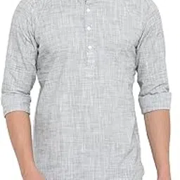 cross court Crosscourt Mens Solid Grey Full Sleeve Kurta-picture-35
