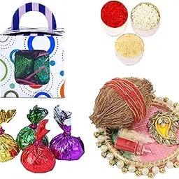 Bhai dooj gift set for brother/bhai dooj tikka for brother/bhai dooj hamper/bhai dooj thali set-box of handcrafted chocolates+bhai dooj thali set+roli chawal chandan for tikka-picture-12