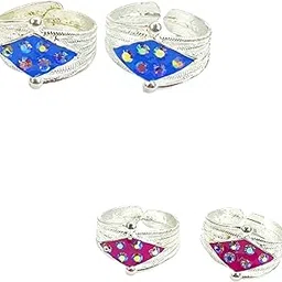 Artificial Multicolor Toe Rings Pack Of 2 Pair-picture-11