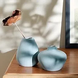 Craftribal Handmade Ceramic Decorative Grey Flower Bud Vases Set of 2? Minimalist Matte Finish, Modern Home Dcor Accent for Living Room, Flowers, Bedroom, Office & Gifting image 1