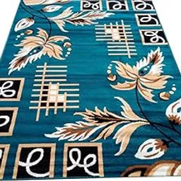 Sifa Carpet Anti Skid Floral Polyster Rectangular Carpet (3X5 Feet, Blue Color)-picture-50