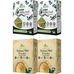 Trust Me Natural Herbal Combo 400g Pack Multhani Mitti Powder + Indigo Leaf Powder | 100% Pure & Natural Hair Colour & Skin Care | Chemical-Free Hair Dye & Face Pack (100g of 4 Packs)-picture-12