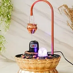 CRAFT SMITH Metal Decorative Shivling Tabletop Water Fountain with LED Crystal Ball (28 x 28 x 46 CM : Copper Color | Weight - 1320 Gram)-image-70