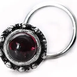 jsaj Stone Nose Pin Wire Nose Pin in Pure 92.5 Sterling Silver-picture-36