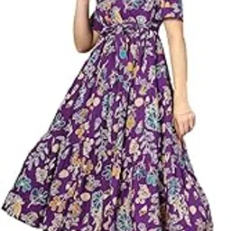 stylum Women's Tropical Printed Rayon Maxi Tiered Dress (Drsvoilsomil_Violet)-picture-56
