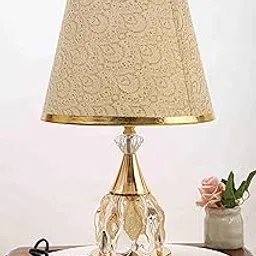 MUGATH Bedside Table Lamp, Hotel Light with LED Bulb, Crystal Nightstand Lamp with in-Line Switch, Rustic Accent Light for Home Decor, Metal Base Desk Lamp for Bedroom & Living Room (E, 40x17 cm)-picture-33