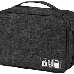 Kalitus Electronics Accessories Organizer Bag, Universal Carry Travel Gadget Bag for Cables, Plug, Charger Cable, Hard Disk, 25 X 20 X 9 cm, Black-picture-38