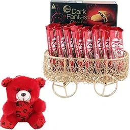 SFU E Com Creamy Chocolates & Dark Fantasy With Beautiful Basket | Valentine Teddy Bear With Chocolate Combo | Valentine Chocolate Hamper | 957-picture-50