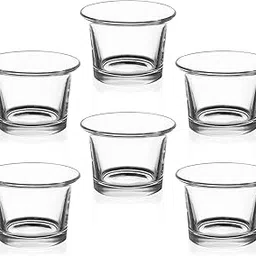 Set of 6 Glass Butter Pot Votive Tealight Candle Holders - Living Room Side Table Home Decoration (Glass, Pack of 6, Clear)-picture-19