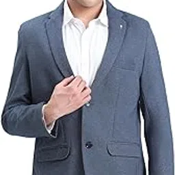 showoffff Men's Blue Single-Breasted Slim Fit Blazer-EX-3020-1_Blue-picture-13