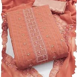 leeza store Women's Salwar Suit Dress Material – Georgette Top with Sequins & Heavy Embroidery, Solid Bottom & Dupatta Unstitched, Motifs, Festive & Casual Wear-picture-30