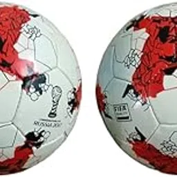 SUPRIYA SPORTS Champions League Football | Official Size 5 | Durable Training & Match Ball | Blue Star & Red Graphic Design (red & White, 5, 2, Count, 2)-picture-43