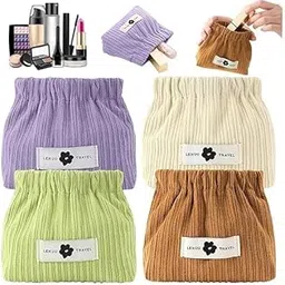 Mini Corduroy Elastic Storage Bag for Women – Soft Self-Closing Makeup Pouch, Portable Cosmetic Organizer, Envelope Style Corduroy Handbag for Travel, Coins & Accessories (Multicolor)-picture-21