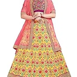 zeel clothing Women's Silk Semi stitched Lehenga Choli (7031-Yellow-Wedding-Bridal-Heavy-Lehenga_Wedding Yellow_Free Size)-picture-10