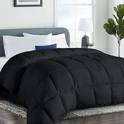 Down Alternative Comforter Duvet Insert Corner Ties,Fluffy Lightweight Warm All Season Soft Reversible Hotel Collection (Black, California King(96x104))-picture-26