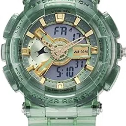 fastrack Men's Streetstyle Ana Digi Analog Digital Digital Dial Translucent Green PU Strap Watch for Guys-picture-28