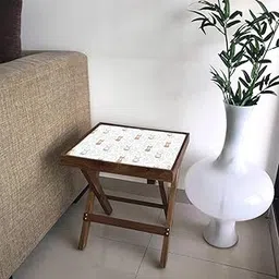 Nutcase Designer Teak Wood Side Table Folding Wooden Bedside Coffee Outdoor Picnic Table - Cat and Rat-picture-26