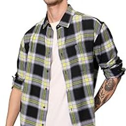 the souled store Plaid: Sulphura Men's and Boys Long Sleeves Collared Neck Button Front Cotton Regular Fit Utility Shirts-picture-6