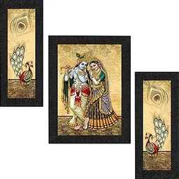 SAF paintings UV Textured Radha Krishna Printed Print Framed Painting Set of 3 for Home Decoration – Size 35 x 2 x 50 cm SANFSA7724-picture-30