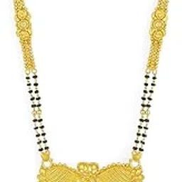 ramdev art fashion jewellery Elegant Gold Plated Brass Black Beads Tanmaniya Long Chain for Stylish Women-picture-27