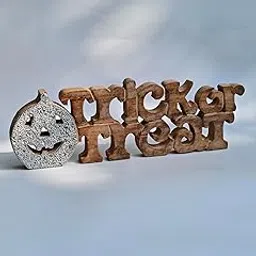 Claire Martin Studios Wooden Trick or Treat Sign | Rustic Halloween Decor with Glitter Pumpkin | 40 cm Length-picture-13