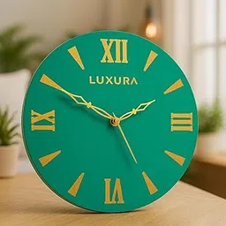 LUXURA Jade Green PVC Wall Clock with Black Roman Numerals – Classic 10 Inch Ticking Quartz Analog Clock for Home, Living Room, Bedroom & Office Wall Decor-picture-18