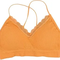 bnf Women Bralette Spaghetti Straps Comfort Bra Padded Camisole Crop Top Orange-Clothing, Shoes & Accessories - Womens Clothing - Intimates & Sleep - Bras & Bra Sets-picture-22