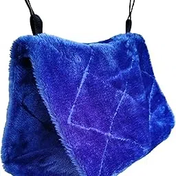 Winter Warm Bird Nest House Shed Hut Hanging Hammock Finch Cage Plush Fluffy Birds Hut Hideaway for Hamster Parrot Macaw Budgies Parakeet Cockatiels Cockatoo Lovebird 24x15x18 cm (Blue)-picture-11