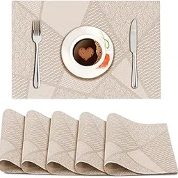 HOKIPO PVC Washable Set of 6 Placemats for Dining Table - 45x30 cm, Rectangle (AR2156)-picture-18