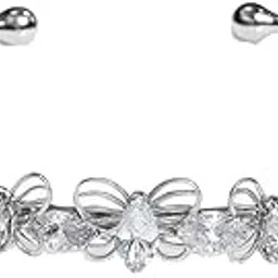 anuradha Art Jewellery oxidise silver plated butterfly design with shimmering white stone stud cuff bracelet, Kada bracelet for women and girls.-picture-47