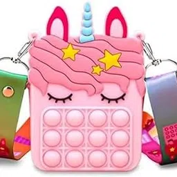 ALMOSTHERE® Silicone Unicorn Sling Bag Pop it Fidget Small Travel Pouch Stress Relief Zipper Closer for Girls Storage with Adjustable Strap Crossbody Shoulder Pack of 1-picture-54
