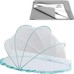 pilu Foldable Baby Mosquito Net, Bottomless Net for Infants, for Safe & Easy Use | Ensures Your Baby's Safe Sleep, (Free Dry Sheet) (Ocean Green)-image-104