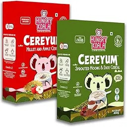 HUNGRY KOALA Cereal Made With Natural Ingridients Millet Apple Sprouted Moong & Dates For Kids To Grow Healthy No Preservative Or Additives Or Maida 200 Grams (Pack Of 2)-picture-15