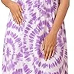adore-a-boo Womens 100% Organic Cotton Maternity Night Gown | Womens Pregnancy & Feeding Gown | Anti Microbiol Finish | Half Sleeve Maternity Nightgown Maxi Length Purple-picture-13