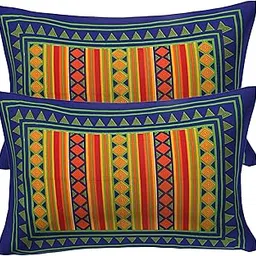 RajasthaniKart 100% Cotton Pillow Cover (Set of 2) - Multicolor - Blue (Blue, 2)-picture-39