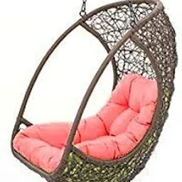 Virasat Furniture & Furnishing Fabric, Rattan Swing with Cushion for Outdoor (Brown) Single Seater/Outdoor Furniture Beautiful Swing Without Stand (Brown Swing with Pink Cushion)-picture-61