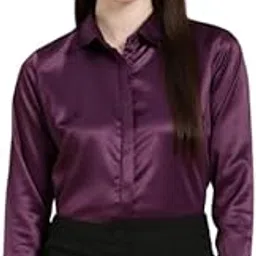 Women Red Club Satin Formal Shirt(16047Red)-image-19