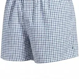 minjar Cotton Boxer Shorts for Men, Regular Fit, Plaid Pattern, White and Blue, 2 Pack-picture-22