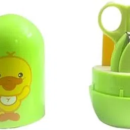 Baby Nail Care Kit with Duck Design Case Storage Case, 4-Piece Grooming Set with Clipper, Scissors, Nail File and Tweezers, Green-picture-11