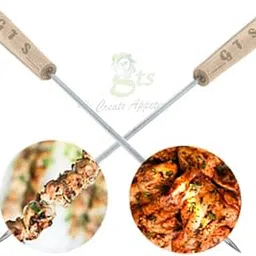 GTS Steel Grill for Chiken Long Steel Rods with Wooden Handle for Easy Making Chicken Tandoor, Paneer Tikkas, Seekh Kabab Etc. (2)-picture-16