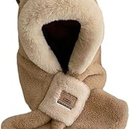 merishopp Winter Hat Scarf Set Plush Animals Hat for Parties Stage Performance Outdoor Khaki| Womens Accessories | Hats|1 Plush Hat, Scarf Set-picture-48