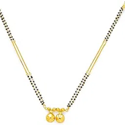 Women's Long Mangalsutra Designs One Gram Gold Plated Vati Pendant Tanmaniya Nallapusalu Black Beads Chain (28 Inches)-image-65